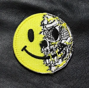 SKULL EVIL SMILEY FACE 2.5 INCH TACTICAL MORALE HOOK PATCH (MSF1) - Picture 1 of 1