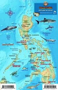 Philippines Dive Map & Coral Reef Creatures Guide Waterproof Fish Card - Imagen 1 de 2