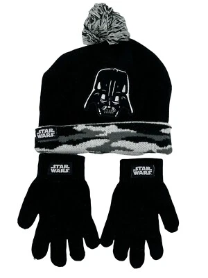Disney Star Wars Darth Vader - Big Kid Junior 8+ SOMBRERO Y GUANTES DE PUNTO NEGRO Foto 1 de 4