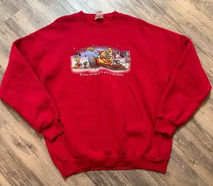 Vtg Christmas Winnie The Pooh Winter Disney Crewneck Tigger Eeyore Kanga READ XL - Picture 1 of 13