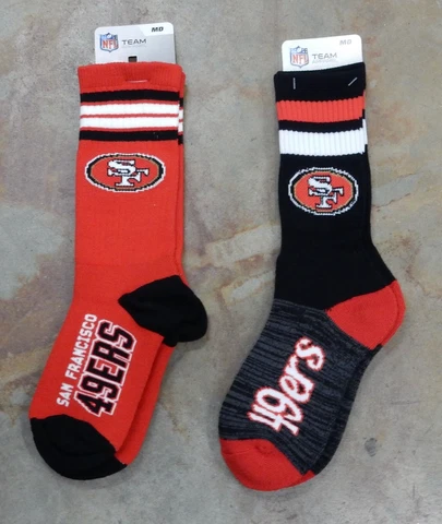 2 Pack NFL San Francisco 49ers Gift Socks Deuce Medium Reverse Black Script Crew Cover