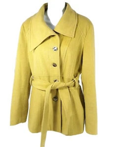 Winter Coat Due +2 Lime Green /Yellow Coat with Belt Size Medium - Bild 1 von 12