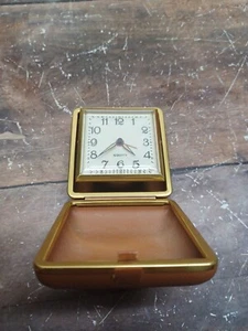 Vintage Equity Gold Vintage Travel Alarm with Built In Case Watch - Picture 1 of 5