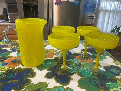 Ящик и бочка Маргарита кувшин и очки комплект - ручной работы художественное стекло - новый - Изображение 1 из 4