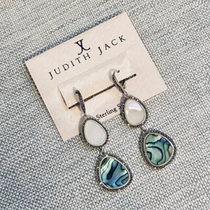 NWT $250 Judith Jack Sterling Silver 925 Abalone Mother of Pearl Drop Earrings - Picture 1 of 11