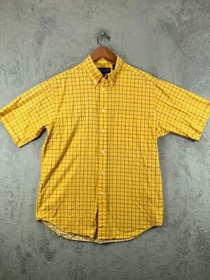 Camisas medianas Roundtree Yorke para hombre popelina amarilla a cuadros manga corta Foto 1 de 4