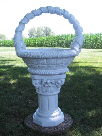 VTG ANTIQUE OUTDOOR CONCRETE CEMENT GARDEN BASKET & PEDESTAL PLANTER STATUE POT Cover