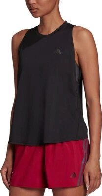 adidas Run Icons Womens Running Tank Top Vest Made With Nature Black Breathable - Image 1 of 3