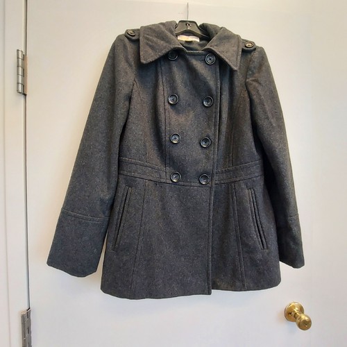 Michael Kors Giacca Cappotto Donna Pea Doppio Petto Taglia Media Grigio Scuro