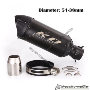 38-51mm Motorcycle Bike Slip On Exhaust Muffler Pipe Silencer Stainless Steel - Picture 1 of 12