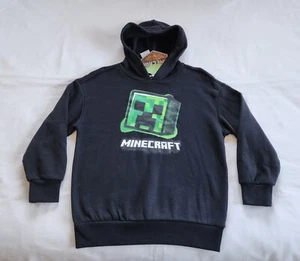 Minecraft Creeper Boys Black Printed Fleece Hoodie Jumper Size 10 New - Picture 1 of 3
