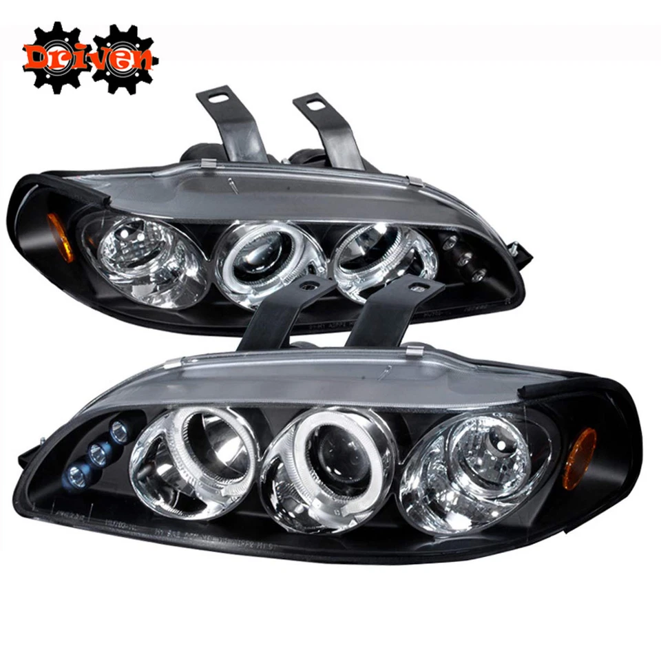 Faróis projetores pretos halo duplo LED DRL para 92-95 Honda Civic 2/3 portas  - Imagem 1 de 1