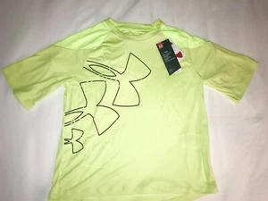 NWT Under Armour Girls Heat Gear Short Sleeve Swim Shirt Neon Yellow Size YLG - Picture 1 of 5