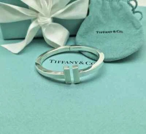 Tiffany & Co. Silver T square Hinge Bangle Bracelet, RRP £1825, Hallmarked - Picture 1 of 15