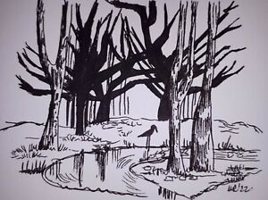 DAILY SKETCH Original Ink Drawing 'Wild Wales' by Michelle Ranson