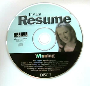 Instant Resume Disc 3 (part of set) WINNING 2001 PC Computer Software Job Hire $ - Picture 1 of 2