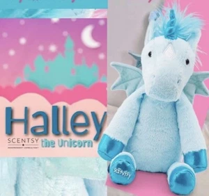Scentsy Halley The Blue Unicorn Buddy-Pegasus Wings-RARE!! NEW Scent Pak w/box - Picture 1 of 4