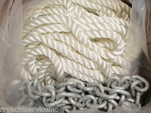 ANCHOR RODE WINDLASS LINE LEWMAR 239-69000334 CHAIN 1/4X15FT G4 ROPE 1/2X200FT - Foto 1 di 2