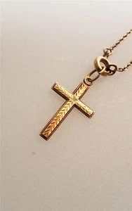 Gold beautiful cross crucifix pendent 14K charm Chain - Photo 1 sur 6