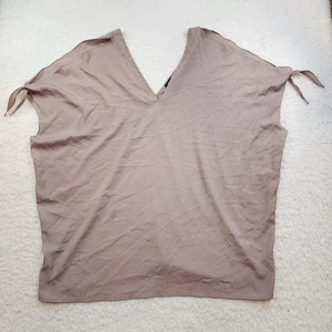 Threads Oversize Top M Beige Cold Shoulder Boho Minimalistisch V-Ausschnitt Loose Fit - Bild 1 von 9