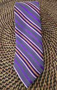 Jos. A. Corbata Bank Reserve para hombre de seda a rayas púrpura naranja negra   - Imagen 1 de 5