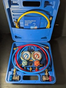 AC Manifold Gauge Set R134A R410a R22 Air Conditioning A/C Refrigeration Kit - Picture 1 of 6