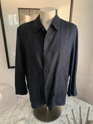 Men's Alfred Dunhill Lightweight Charcoal Black Linen Overcoat Jacket Italy IT52 - Image 1 of 4