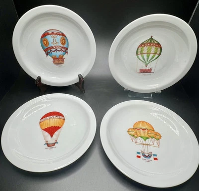 "Juego de 4 placas de 6"" de colección (década de 1930) con globos de aire caliente antiguos muy coloridos" Foto 1 de 4