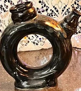 Haunted Jug Bottle flask Glaze pottery vtg Stoneware Ring signed J. Hook - Picture 1 of 6