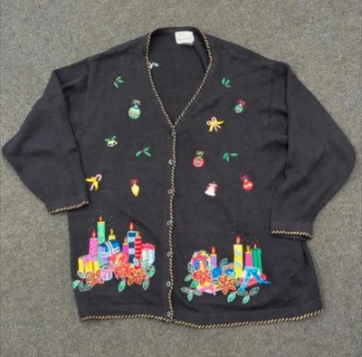 Vintage Quacker Factory 90s Christmas Embroidered Cardigan Plus Size 3X - Image 1 of 4