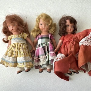 "Muñecas de colección NASB 5,25"" piernas congeladas bisque lote de 3 libros de cuentos Nancy Ann años 30 40" - Imagen 1 de 5