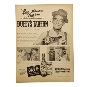 1950 Blatz Beer Vintage Print Ad Now At Duffys Tavern Star Ed Archie Gardner - Picture 1 of 2