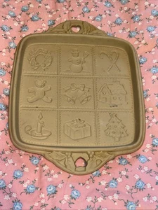 1992 Hill Designs Brown Bag Christmas Shortbread Cookie Mold Stoneware Holiday - Picture 1 of 7