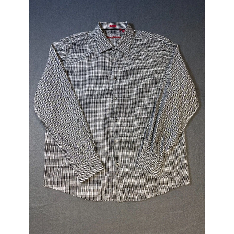 Report Collection Regular Fit Dress Shirt Long Sleeve Check Black Men's Size XL - Image 1 of 4