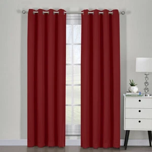 Ava Blackout Curtain Set Window Grommet 2 Panels With Tie Backs 9 Solid Colors  - Picture 1 of 35