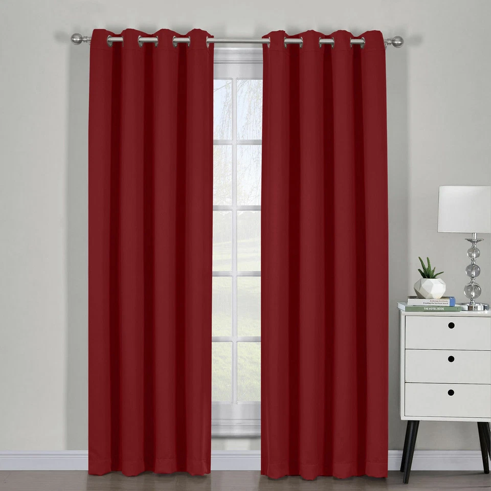 Ava Blackout Curtain Set Window Grommet 2 Panels With Tie Backs 9 Solid Colors  - Image 1 of 1