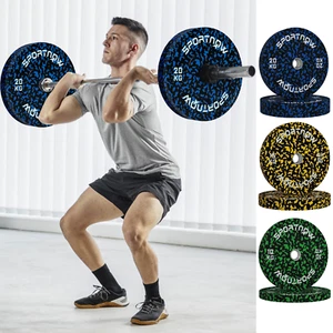 Olympic Bumper Plates Set 2" Hole Weightlifting Barbell Gym Weights 5-45lb - Picture 1 of 15