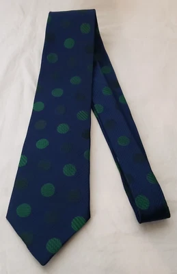 Charvet Place Vendome Made in France 100% Silk Necktie - Blue w Green Dots - Image 1 of 4