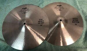 Paiste 404 14" heavy hi hat cymbals cymbal set / pair 982/806 grams Excellent!
