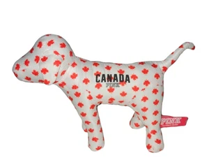 Victoria Secret Canada Pink White Maple Leaf Pattern Dog Plush * Rare  - Bild 1 von 3