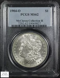 1904 O McClaren Collection II Morgan Silver Dollar $1 PCGS MS 62 - Picture 1 of 3