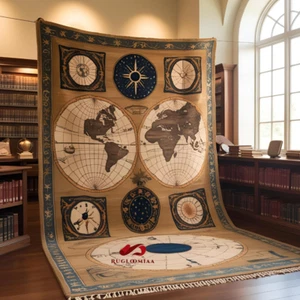 Mehrfarbig Weltkarte Muster Modern Handgefertigt Wollteppich Teppich für Wohnzimmer - Bild 1 von 3