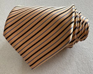 Stefano Ricci Tie Gold Blue Black Diagonal Stripes Silk Luxury Necktie Italy Mad - Picture 1 of 21