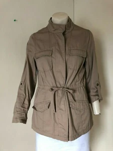 LOVELY!! Light Brown Multi-Pocket Popper Jacket - From Dorothy Perkins - Size 12 - Picture 1 of 6
