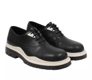 Bottega Veneta Hombre Neumático Grueso Derby Talla US 9 42 Negro Blanco Cuero Con Cordones - Imagen 1 de 12