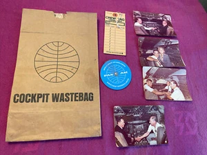Pan American Airways ‘76 enginr crew 7 pc.lot-4 cockpit pix/ bag/tag/sliderule - Picture 1 of 5