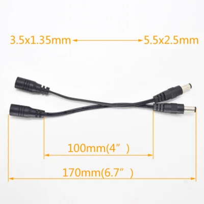 10pcs 17cm DC Power 3.5x1.35mm Female To 5.5x2.5mm Male Adapter Convert Cable - Image 1 of 4