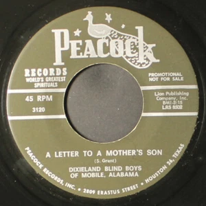 DIXIELAND BLIND BOYS OF MOBILE, ALABAMA: a letter to a mother's son PEACOCK 7" - Picture 1 of 2