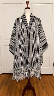 Традиционный мексиканский ребозо от Oaxca Mex. Мексиканская шаль, жилет с бахромой!! - Изображение 1 из 4