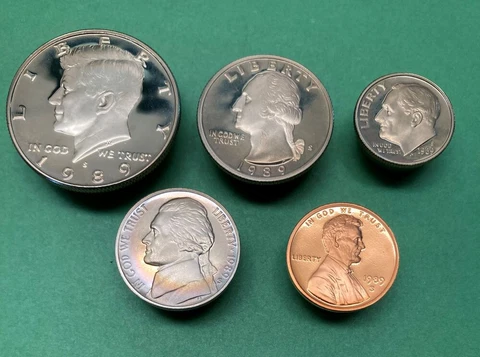 1989 5 coin Gem BU Clad Proof Set Toned Cover